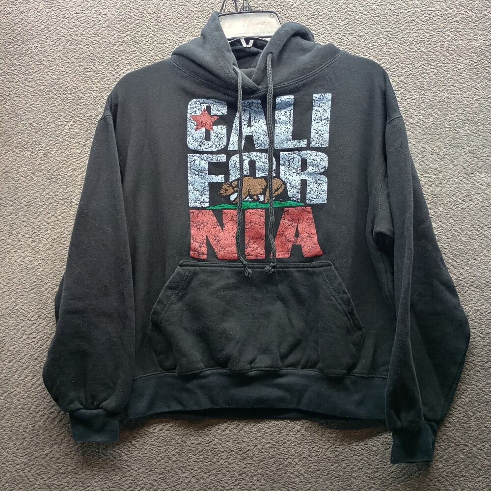 California Bear Graphic Hoodie Men’s Black Pullover Sweatshirt Streetwear